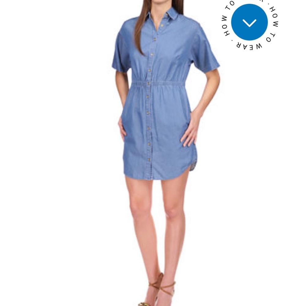 michael kors Women's Short Sleeve Chambray Shirt Dress
